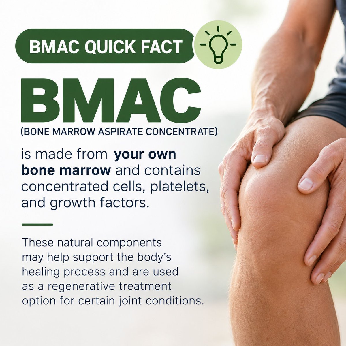 CRPainFree's tweet photo. 🦴 BMAC Quick Fact!

Did you know BMAC (Bone Marrow Aspirate Concentrate) is made from your own bone marrow?

BMAC concentrates naturally occurring cells, platelets, and growth factors from bone marrow—typically collected from the pelvis—and then places that concentrate into the targeted area. It’s a regenerative medicine option we may consider for certain patients with joint pain, osteoarthritis, and orthopedic injuries.

🍂 October Special: Save 20% on BMAC injections through October 30th!

Want to know if BMAC may be an option for you?

📞 319-294-0094
🌐 https://t.co/la3y0yIKsS

#BMAC #RegenerativeMedicine #StemCellTherapy #JointPain #Arthritis #KneePain #PainRelief #CRPainAssociates #CedarRapids #IowaHealthcare