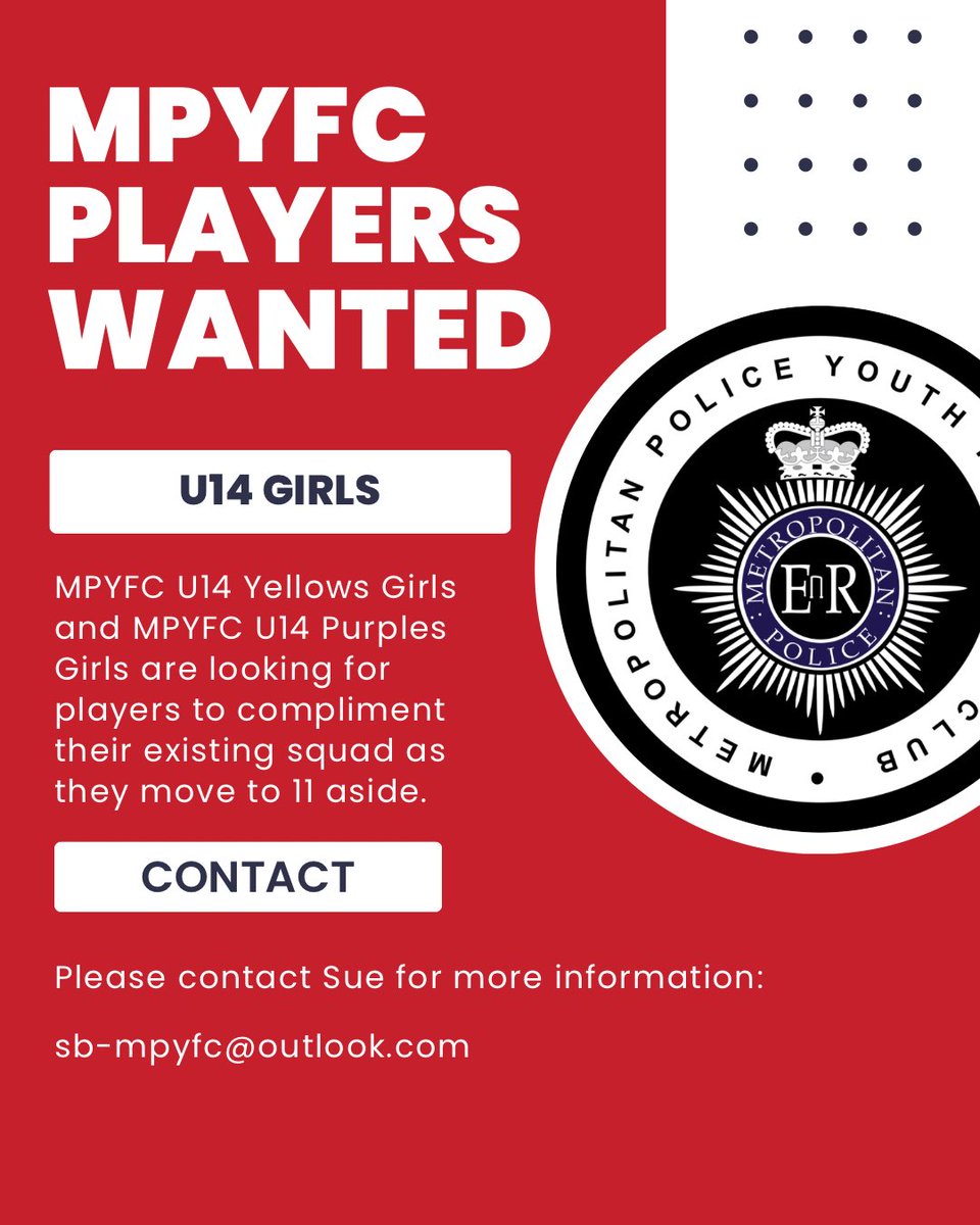 MPYFC's tweet photo. 🔹MPYFC Girls Players Wanted🔹
 
MPYFC are looking for players to join their U14 Yellows and U14 Purples Girls teams as they move to 11 aside🤝🏼

For more information, please email us!📧
Sb-mpyfc@outlook.com https://t.co/pN0iw1HAMs