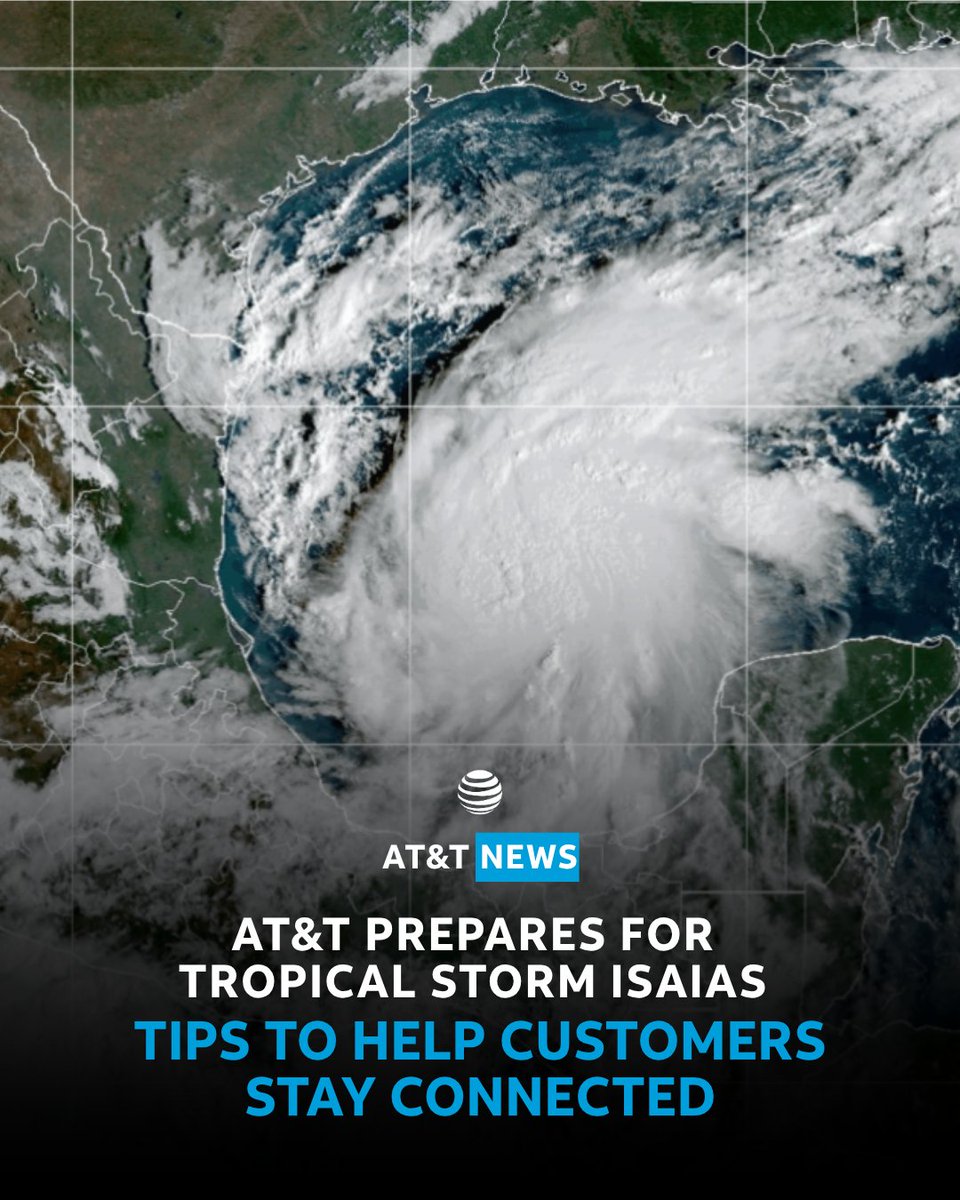ATTNEWS's tweet photo. As Tropical Storm Isaias approaches the Gulf Coast, @ATT is ready to help keep customers, first responders and communities connected. Our Network Disaster Recovery (NDR) and the @FirstNet Response Operations Group (ROG) are on their way to the region as local Network teams complete their preparedness checklists. Additionally, the AT&T Weather Operations Center is monitoring conditions to help reduce possible impacts to our network, while prioritizing employee safety.

Current network preparations & tips include: https://t.co/0aHyBsTTaY