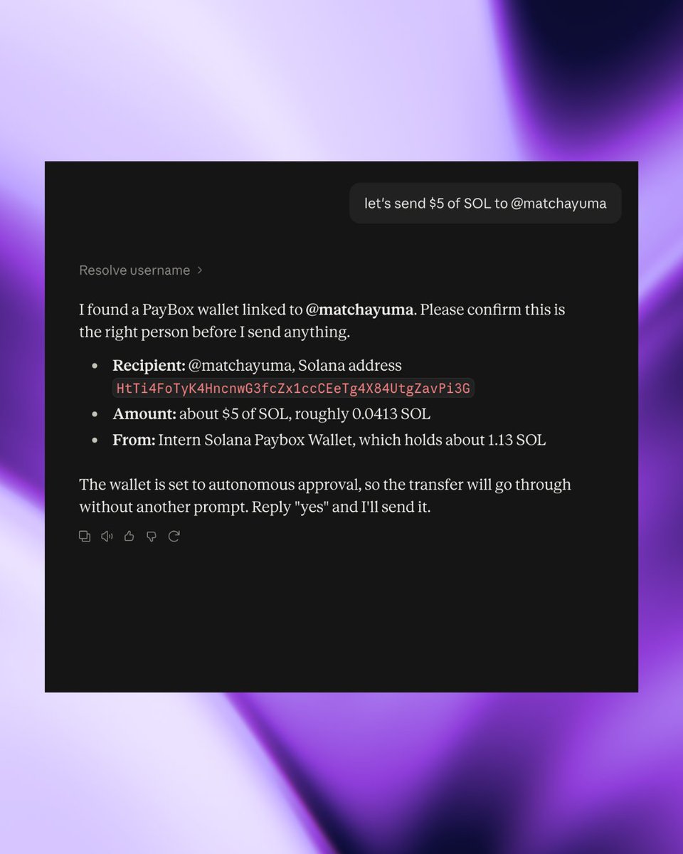 moonpay's tweet photo. BREAKING: we just gave every @X account a Solana and EVM wallet

1️⃣ download the @PayBox app
2️⃣ connect your X account 
3️⃣ that's literally it

now anyone in the world can send you crypto using your X handle on Claude, ChatGPT, or Grok

prompt it today https://t.co/c9cCpK27Ls