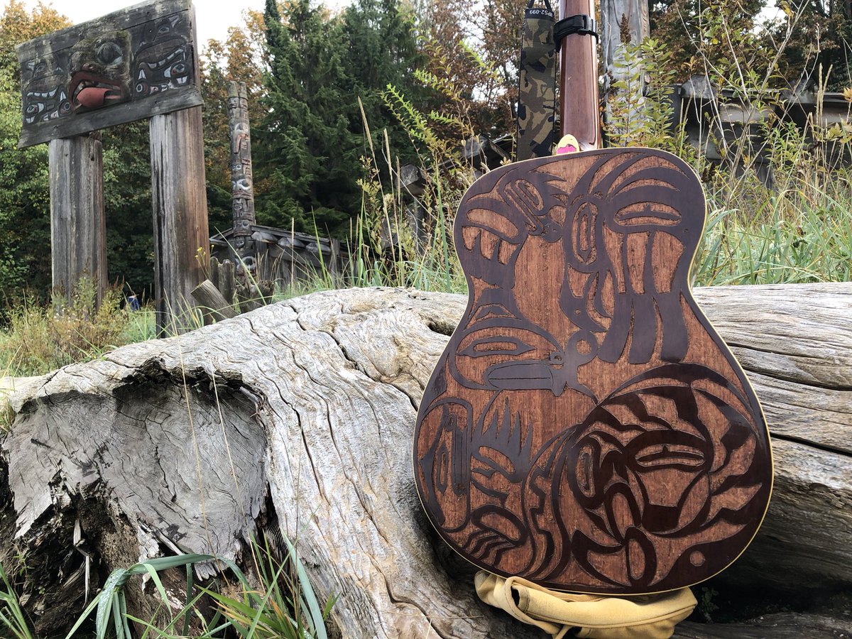 DOC604's tweet photo. I refinished my old #GOYA #acoustic #guitar this past week &amp; brought it out from a few pics. #DavidCapperArtwork #guitarlife #IndigenousDesign https://t.co/yem9D0NJSz