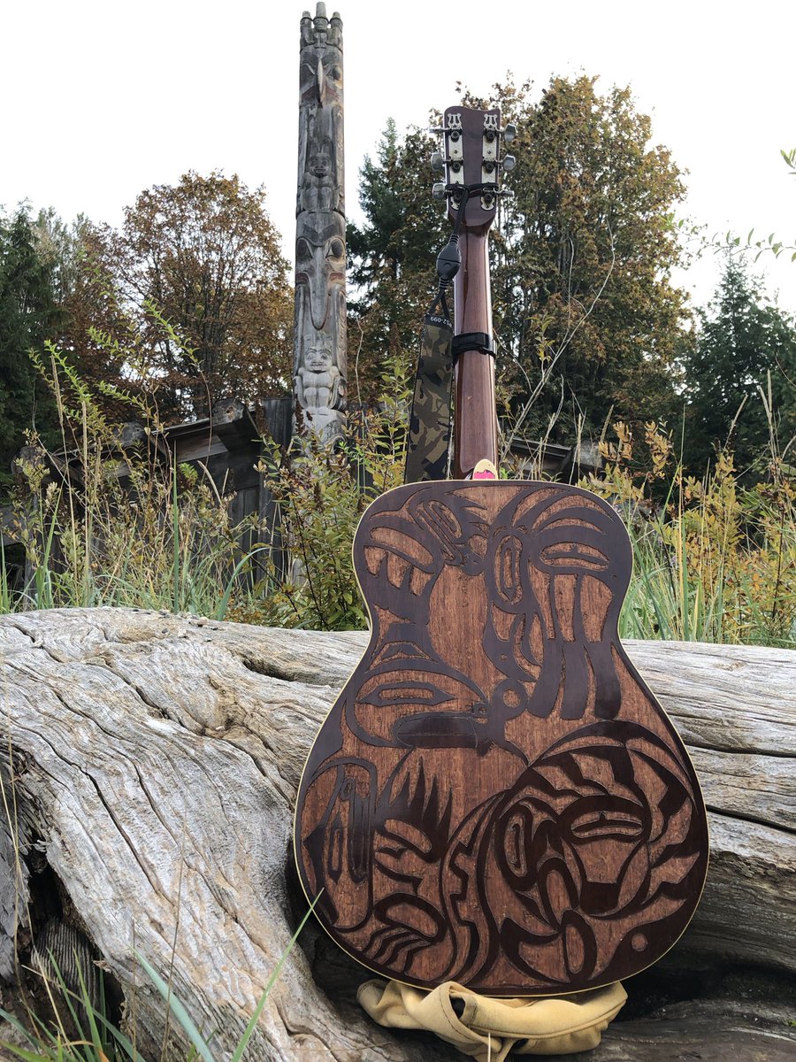 DOC604's tweet photo. I refinished my old #GOYA #acoustic #guitar this past week &amp; brought it out from a few pics. #DavidCapperArtwork #guitarlife #IndigenousDesign https://t.co/yem9D0NJSz