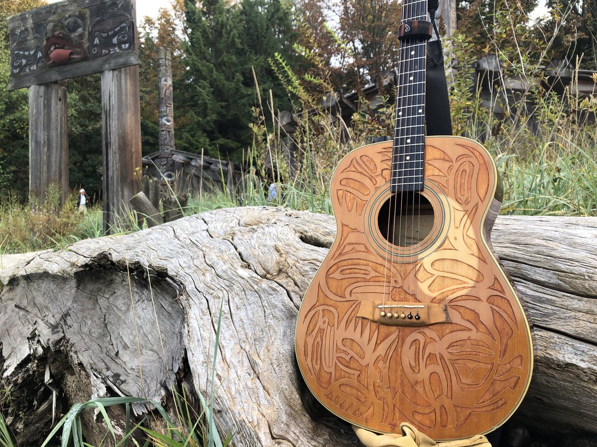 DOC604's tweet photo. I refinished my old #GOYA #acoustic #guitar this past week &amp; brought it out from a few pics. #DavidCapperArtwork #guitarlife #IndigenousDesign https://t.co/yem9D0NJSz