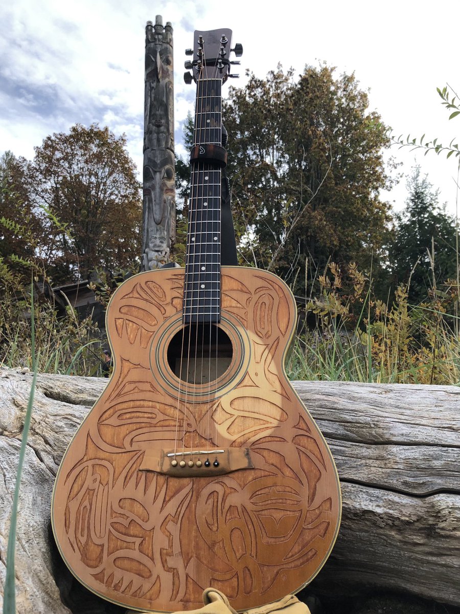 DOC604's tweet photo. I refinished my old #GOYA #acoustic #guitar this past week &amp; brought it out from a few pics. #DavidCapperArtwork #guitarlife #IndigenousDesign https://t.co/yem9D0NJSz