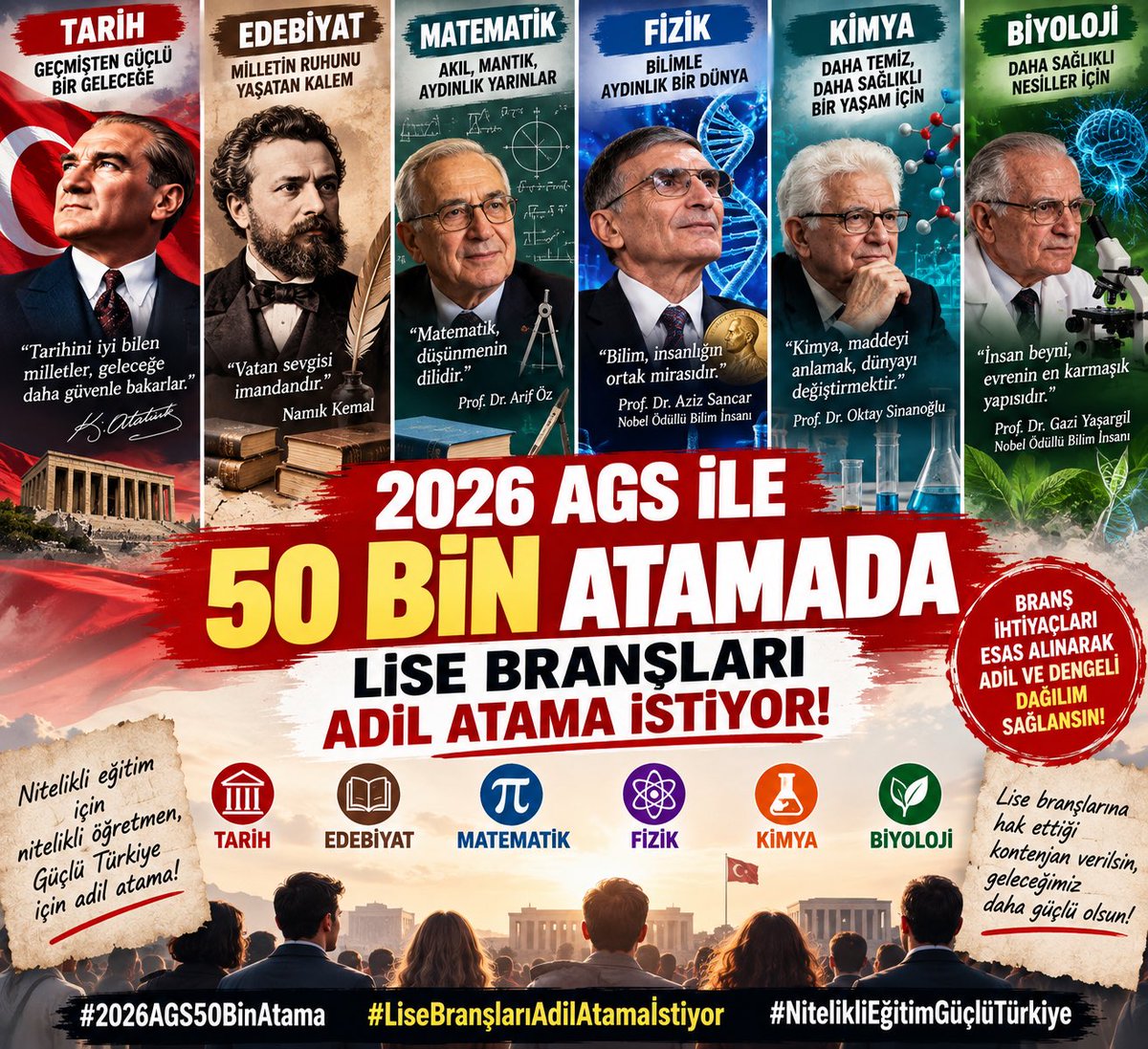 LiseveOrtaokul's tweet photo. Yarın akşam 20:00 da X de Ortaokul ve Lise branş öğretmenleri olarak 50 bin atamada adil dağılım için bir araya geliyoruz. https://t.co/Sb8a9bcdgG