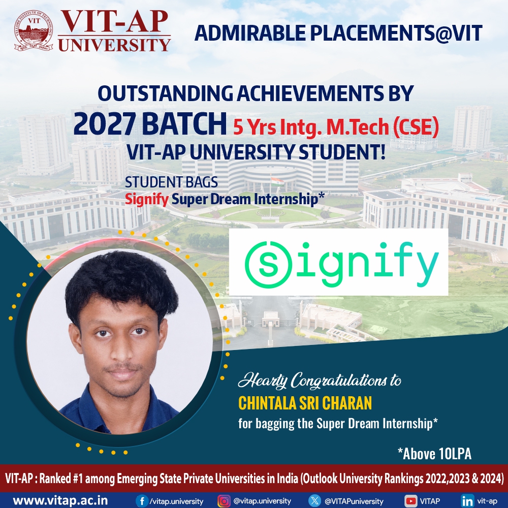 VITAPuniversity's tweet photo. Where Ambition Meets Opportunity: Writing Corporate Success Stories at VIT-AP University!

#VITAP #VITAPUniversity #CampusPlacements #PlacementDrive #DreamCompanies #JobOffers #TechTalent #HiringNow #EngineeringGraduates #CorporateSuccess #IndustryConnect #SkillFirst https://t.co/tfEbNVoFPC