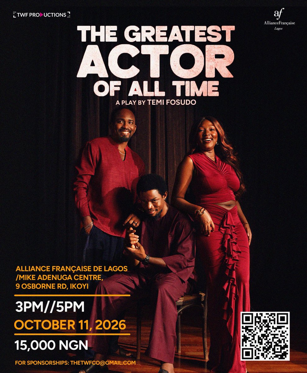 WumiTuase's tweet photo. I’ve been promoting my stage play, The Greatest Actor Of All Time, against all odds. The odds being that I haven’t met the threshold of tickets and all my sponsors have pulled out this week. 
The show is on Sunday. I’m tired but we move. https://t.co/fKZ88p68FA