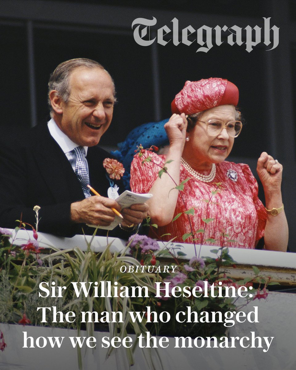 Telegraph's tweet photo. Sir William Heseltine, who served as Queen Elizabeth II’s private secretary from 1986 to 1990, has died aged 96.

The “untweedy” Australian helped make the royal walkabout a fixture of overseas visits and played a key role in organising the BBC’s landmark 1969 Royal Family documentary.

Read the full obituary ⬇️
https://t.co/zMXiJsMlHI