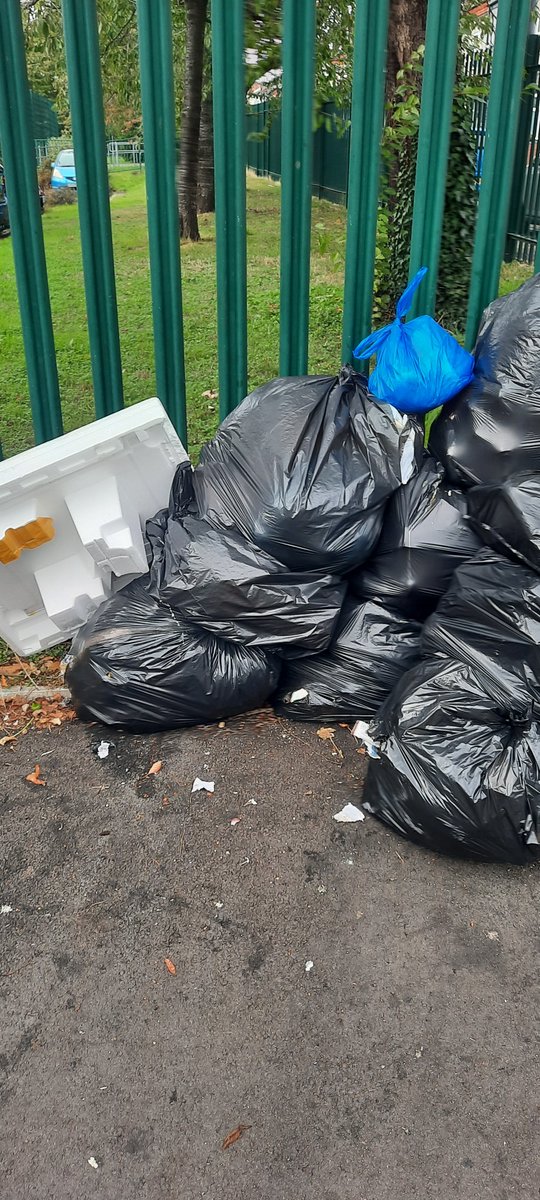 Litterwatch1's tweet photo. Absolute superstar Carole has had her work cut out litter picking her adopted street in Smethwick today blighted by at 20 black bags dumped against the post box.
Just a reminder: flytipping is a crime, whether it’s 1 bag or 20. Stop treating our streets like a dump. #sandwell https://t.co/uj1Misvw0m