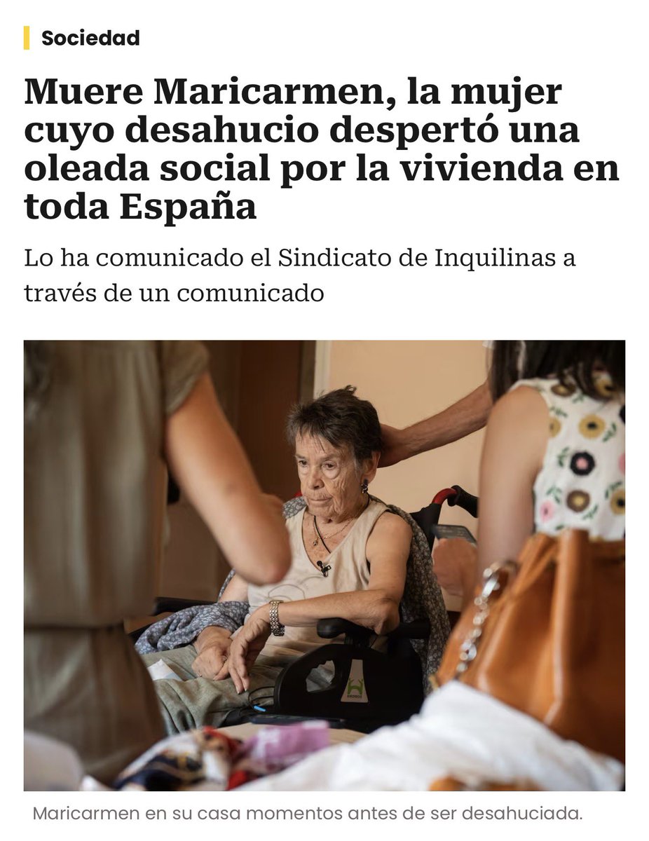Otto_Mas's tweet photo. No, Maricarmen no ha muerto. Le ha quitado la vida durante 6 años un fondo buitre que no le ha dejado respirar hasta que la echaron. https://t.co/YV8UYPa1Rj