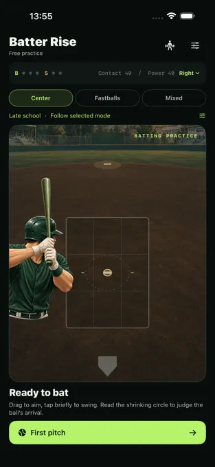 solmatter_'s tweet photo. Use the shrinking circle to judge the ball's arrival, then tap to swing.

Batting practice in Reborn at Bat.

iPhone &amp; iPad (paid):
https://t.co/VZ7NB2NkDp https://t.co/cAGX53STqD