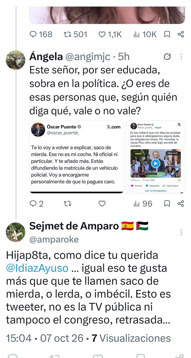angimjc's tweet photo. @Minerva29071 @peralvarezm @MalasLenguas_Tv @rtve Y te muestro lo que una recibe cuando intenta dialogar con personas que no ven más allá de sus ideas... ¿He insultado yo en algún momento? Pues eso. https://t.co/1IjKp3PT5l