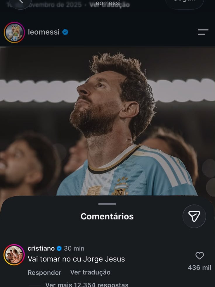 BagrescoreBr's tweet photo. 🚨ATENÇÃO: Forte comentário de Cristiano Ronaldo na publicação do Messi no Instagram https://t.co/kmL4LVwJ3O