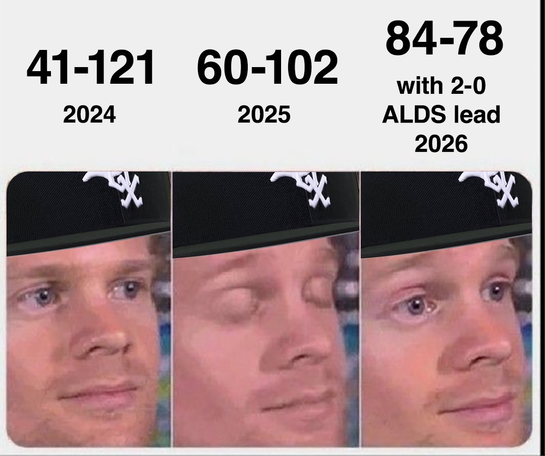 truTV's tweet photo. The White Sox trajectory needs to be studied 😳 

Tune in as they look to sweep the Guardians in Game 3 on truTV today at 4pm ET  📺 https://t.co/4rdTKYZDiU