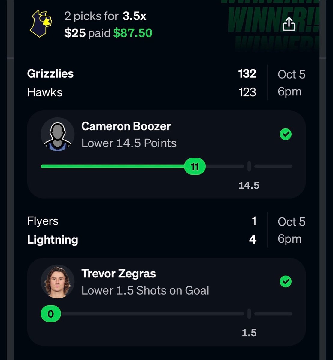 JoshBotBets's tweet photo. The second strategy I use is the @OddsJam fantasy optimizer.

It finds undervalued player props on DFS platforms before the market corrects.

Cameron Boozer under 14.5 points. Trevor Zegras under 1.5 shots on goal. Two picks, 3.5x payout. $25 in, $87.50 out.

The tool does the research. I place the picks.

20 years old. Wisconsin. $92,000 in 10 months. Try it free for 7 days 👇 https://t.co/R5zwRBmpN3

DM me with any questions.