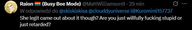 skiskiskisa's tweet photo. @/MattWilliamson9
VTuber community shouldn't collaborate with this type of "artist," who calls someone "retarded" (using the "r-slur") simply for someone expressing their opinion online, not everyone will have the same opinion as yours and it doesn't mean that someone is retarded https://t.co/O5wewLNIeR
