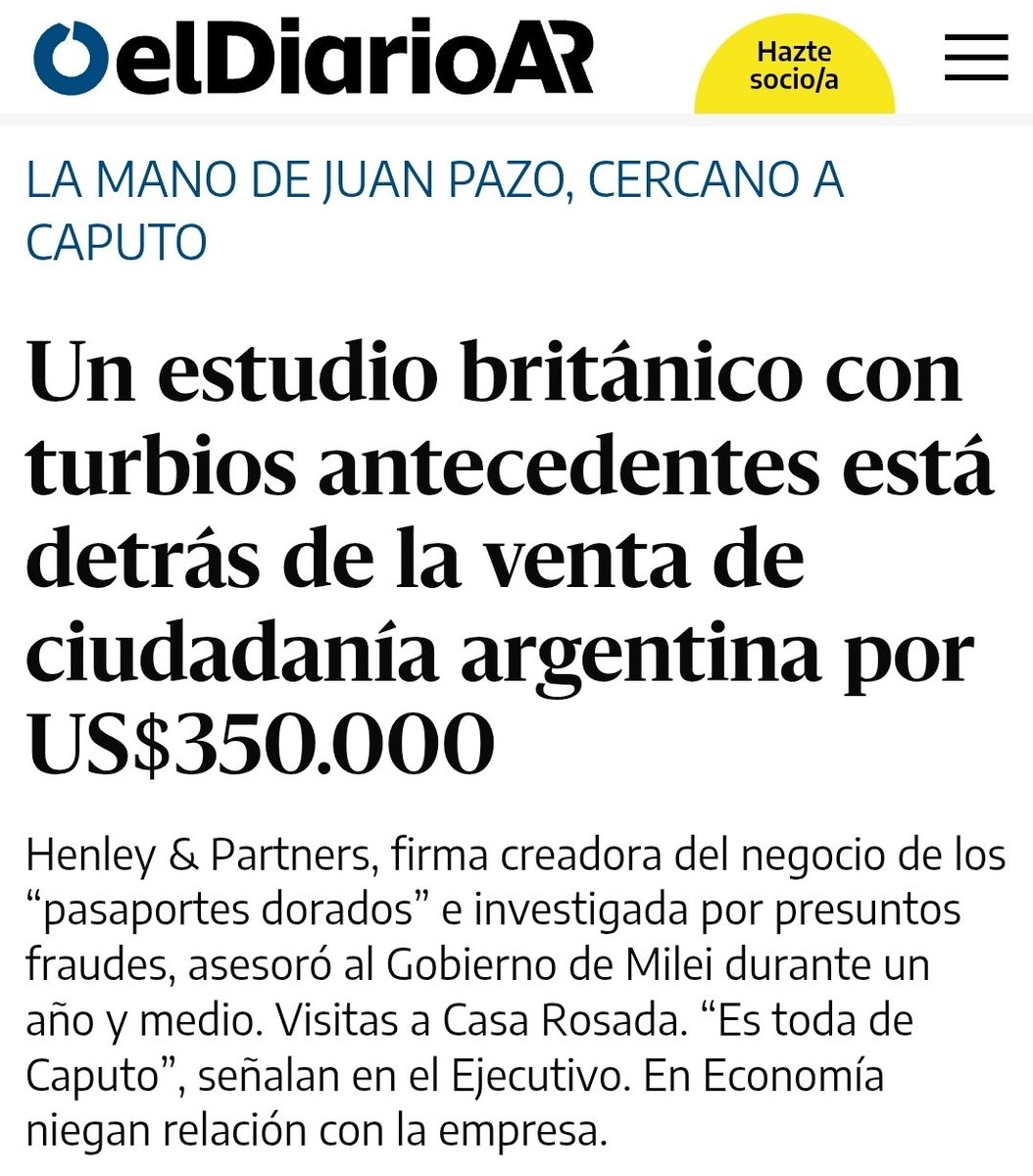 BiondiniCesar's tweet photo. Un estudio jurídico británico, Toto Caputo, mafias internacionales y venta de ciudadanías argentinas. ¿Qué podría salir mal?
Tremenda denuncia periodística:
https://t.co/z6o28QMcWj https://t.co/2M1bNIjvlk