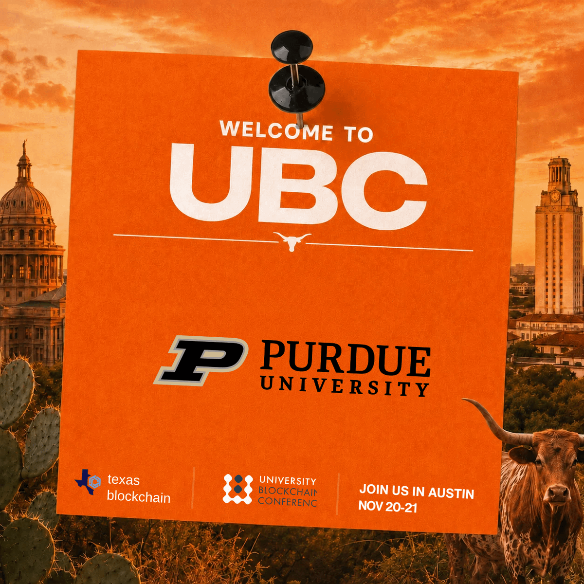 UBC_Conference's tweet photo. Purdue is locked in 🔒🎓

After sending an astounding 62 members to last year's UBC, and winning multiple hackathon &amp; research tracks, @BoilerChain is coming back for more this November 20-21 in Austin, TX. https://t.co/of1J2aSidp