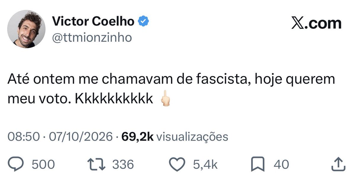 delucca's tweet photo. eu quero que você enrole seu voto num rojão e enfie no seu cu, fascista filho da puta https://t.co/3CoDLY1fn1