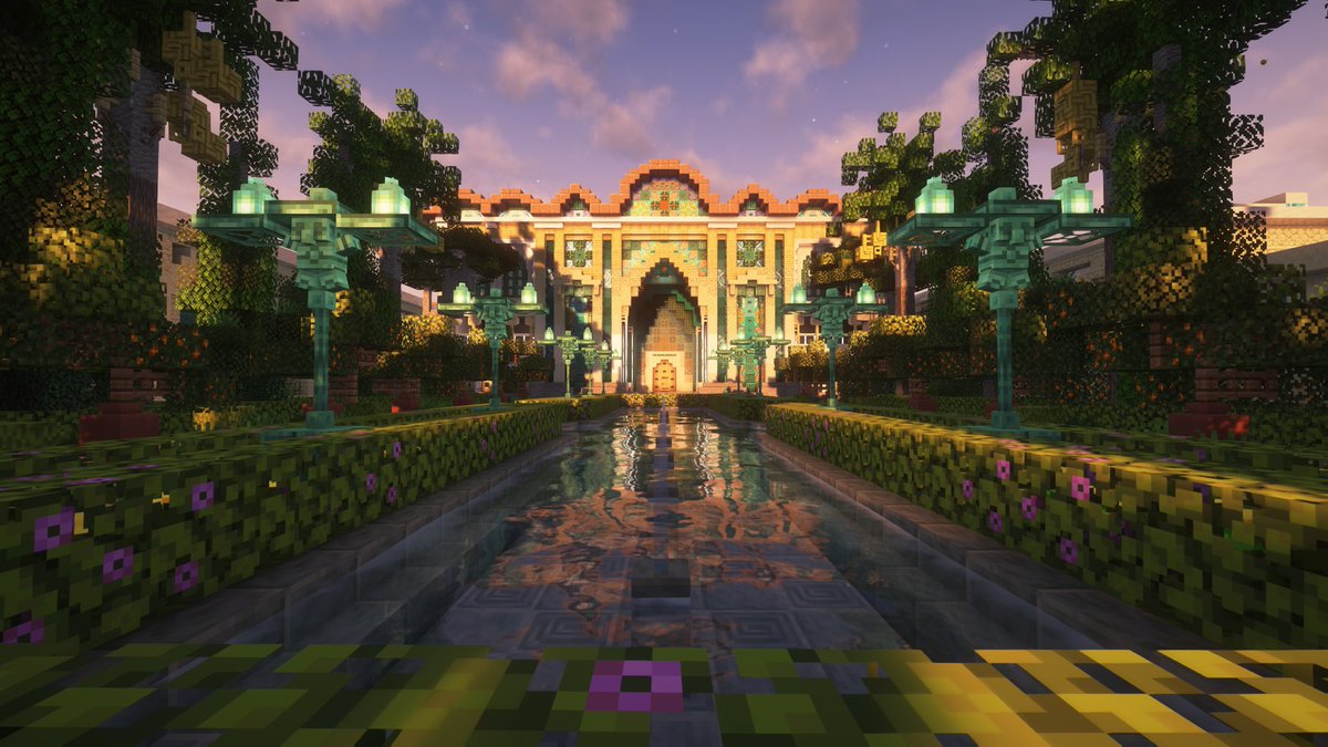 Poosanne's tweet photo. Persian palace

Wind on stone
Dust settles
Beneath the shade of date palms I find
Paradise

(Played with block combinations a lot for my first time building this colourful style, let me know how it went 💞) https://t.co/Iy25ZMzloU