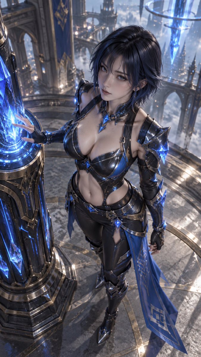 dreamscapeanime's tweet photo. Floating spires align as the pulse of the high spire awakens under her touch. 🔷🗡️

#AIFantasy #GamingAesthetic #VisualStory #CrystalCore https://t.co/exeiWise3h