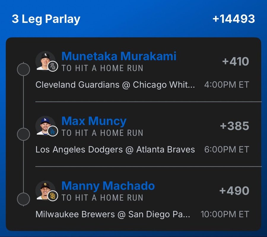 Ryanbet001's tweet photo. 💣 Wednesday MLB Home Run parlay 

3 Games. 3 Dingers.
Tail : 🔗https://t.co/W4uZsEcdWu

#NFL    �  #NBA 🏀 | #WNBA | #CBB 🏀 | #Fanduelparlays 🔐 | #PROPS | #POTD 📋 | #Picks | #MLB ⚾ | #Gambling𝕏 | #Parlay #Moneyline | #Yard https://t.co/hNgsZjs3eb