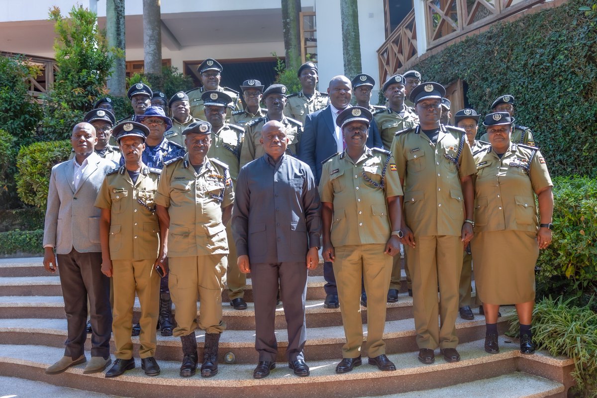 PoliceUg's tweet photo. The retreat was opened on Monday, 5 October 2026, by the Permanent Secretary, Ministry of Internal Affairs, Lt Gen Joseph Musanyufu, and closed by the Minister of Internal Affairs, Hon. Prof. Efraim Kamuntu. https://t.co/OqPPsruWpj