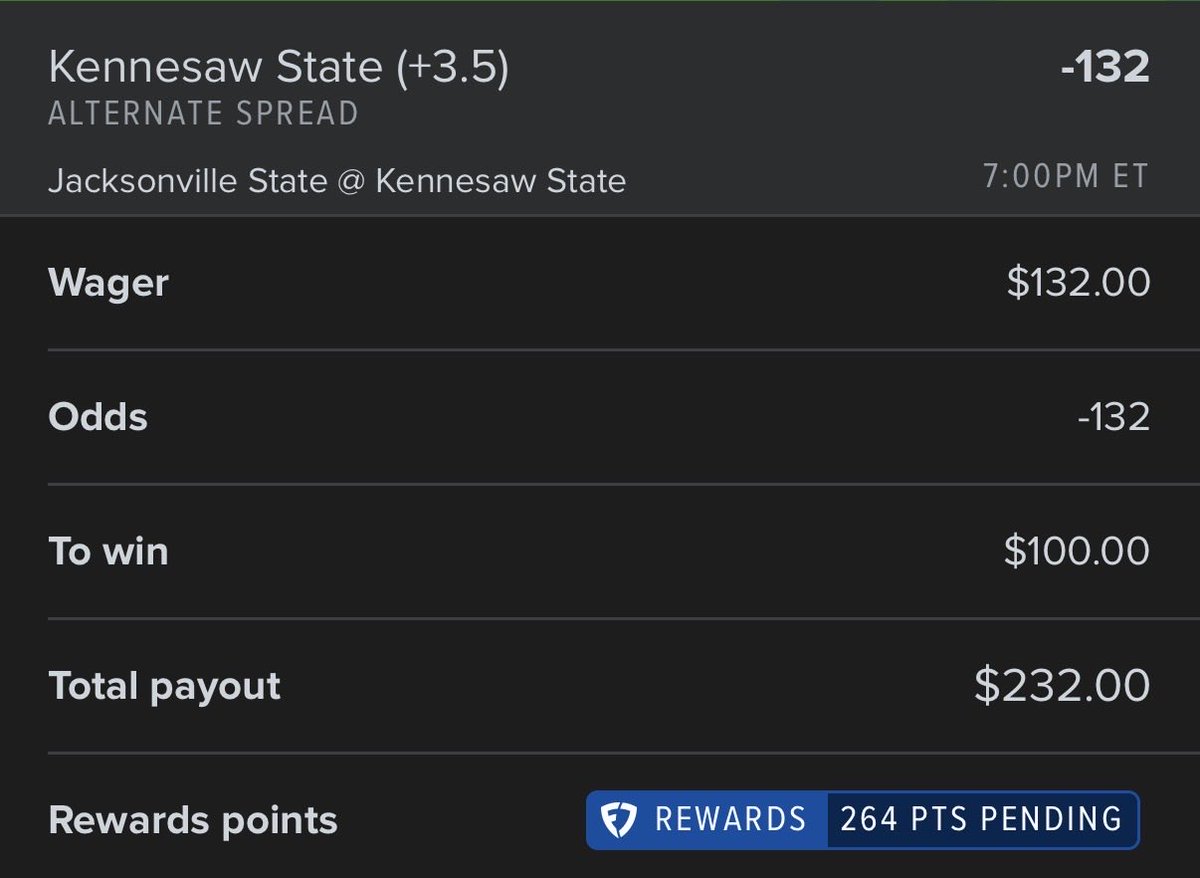 ThyProphett's tweet photo. @grimbetting Riding w KENNESAW STATE +3.5 (1.32U) https://t.co/fpuv4QSeHQ