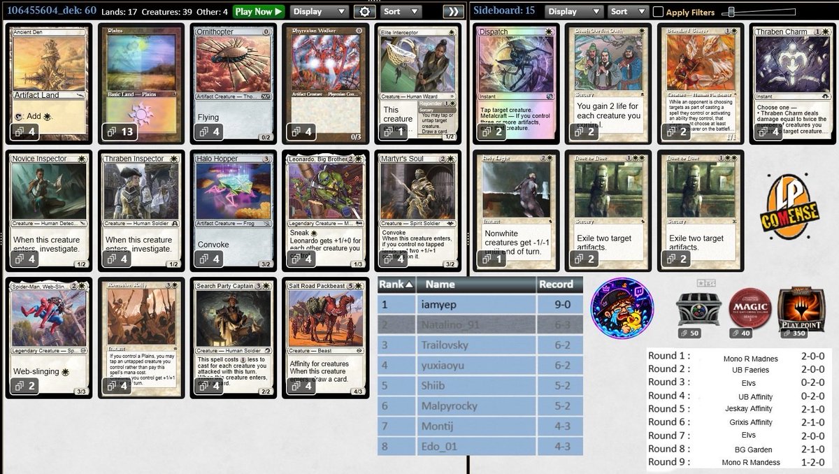 Natalino_91's tweet photo. Today I cry a little less: 2nd place in the Pauper Challenge.
This deck is a fighting crocodile.
After some truly awful results over the past few days, today I finally got something to celebrate.

Thanks to everyone who kept me company on Twitch

@fireshoes @LPComense @BojukaPod https://t.co/WhAMK4u1p4