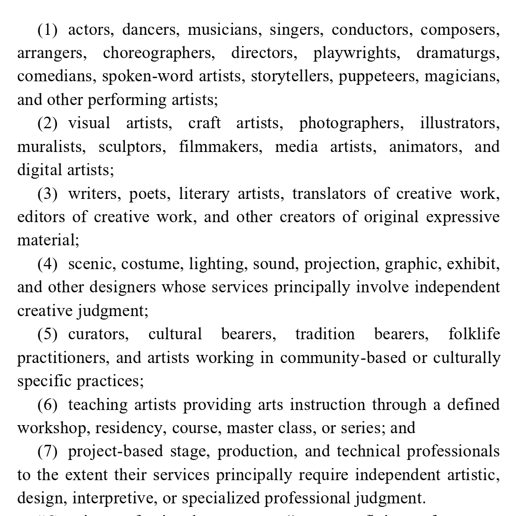 thekimkavin's tweet photo. Look at how many professions (which seem to include freelance writers and editors like me) the Senate Labor Committee Chairman now wants to protect from the ABC Test rule 

After NJDOL and Governor Sherrill just told us all that nothing changed and we don't have to worry https://t.co/jFug22kM4M