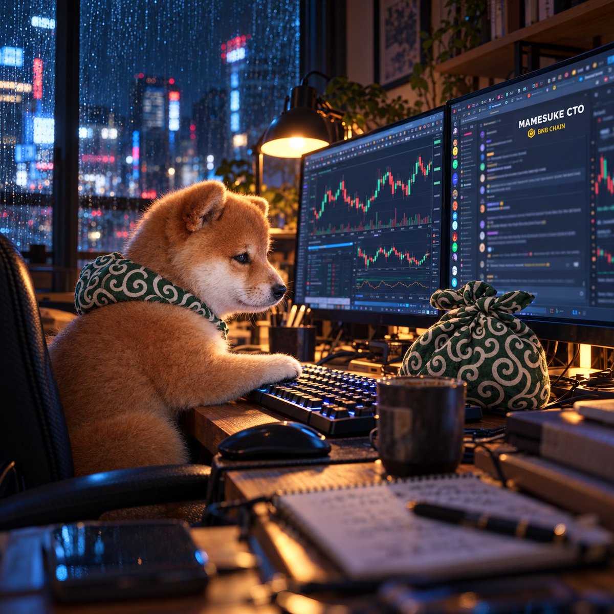 MamesukeCTO's tweet photo. 3am. the group chat is still awake.

Mamesuke brought his green bundle.
the chads brought seventeen open tabs.

another night in the BNB trenches. https://t.co/OJ3Z4AvDhc