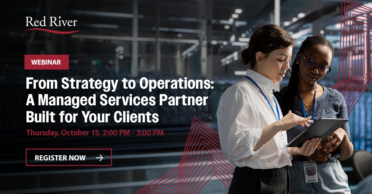 ThinkRed's tweet photo. Your clients rely on you to help shape their technology strategy.

Let Red River’s #ManagedServices help bring that strategy to life with our technical expertise, operational depth and scalable delivery capabilities. 

Join our webinar to learn more: https://t.co/gFCdqTvNDs https://t.co/H8tpww2x5V