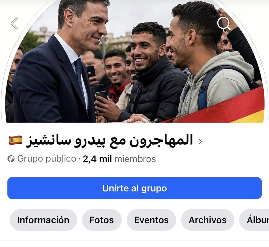 DLPEspana's tweet photo. 🆘🆘 Grupos creados de marroquíes:  Para pedir el voto en la campaña "Inmigrantes con Pedro Sánchez".

🆘🆘 A esto se dedica este TRAIDOR CON NUESTRO DINERO.

#CeutaEsEspaña #Melilla y #Canarias es #España.

Independencia del #Sahara https://t.co/i6T8X87Ry4