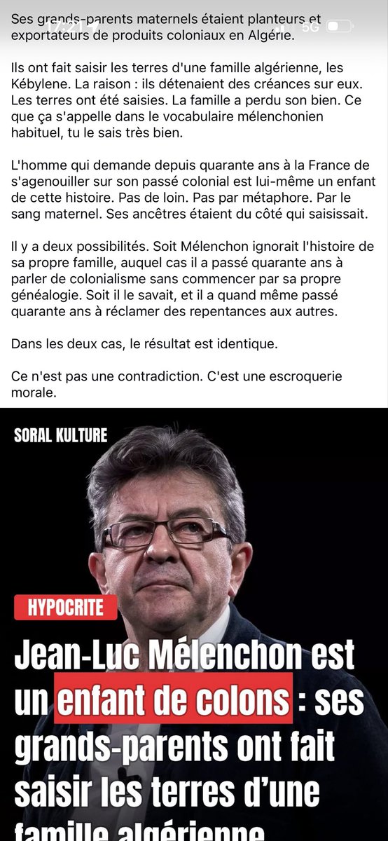 Patrick_IDF's tweet photo. @BOUBOUNAT194076 @Clemence_Guette @FranceInsoumise IApparement vous ne connaissez pas le millionnaire gauchiste Matthieu Pigasse qui détient énormément de médias qui fait sa propagande quotidiennement ni la dynastie @JLMelenchon la conjointe la fille le gendre qui ont tous les pouvoirs ni son passé familial d ancien colon https://t.co/ywIkKHFfXE