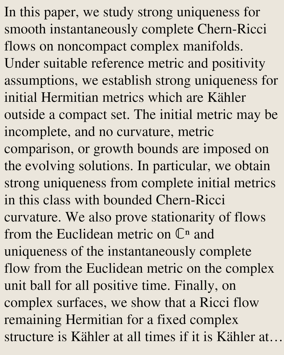GeometryPapers's tweet photo. Strong Uniqueness for Instantaneously Complete Chern-Ricci Flow

Shaochuang Huang, Zhuo Peng
https://t.co/unbNVLbIpV [𝚖𝚊𝚝𝚑.𝙳𝙶] https://t.co/guXbyB4Fxm