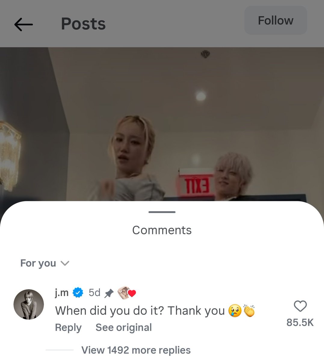 ChicknBunny13's tweet photo. Dancer Kyo did another cover of Jimin's Be Mine and Jungkook reposted it 🥹 ealier Kyo and their other dancer Nana did a cover and Jimin liked and commented https://t.co/sZgckewNuG