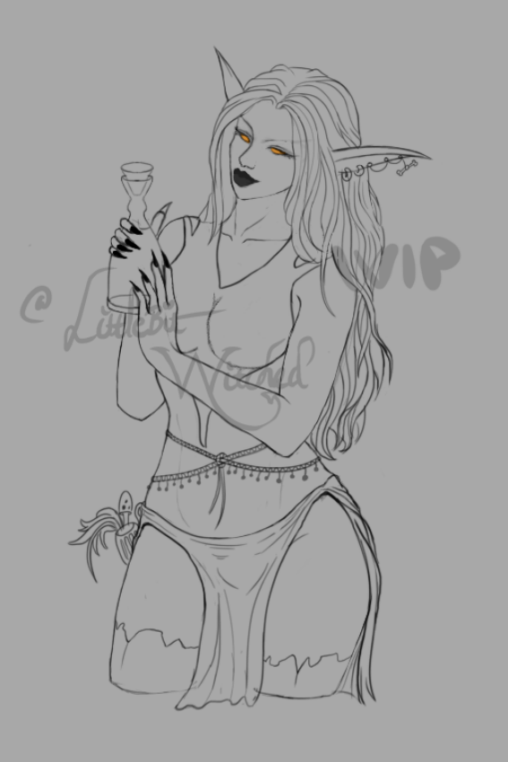 LittleWitched's tweet photo. I'll never tire of drawing elves. Elf day every day~ Here's one of my current WIPs 🖤Still undecided on the shirt design though, suggestions? Going for a tribal look!

#WIP #nightelf  #worldofwarcraft #ocart #warcraft https://t.co/dcJeVd9Sf8