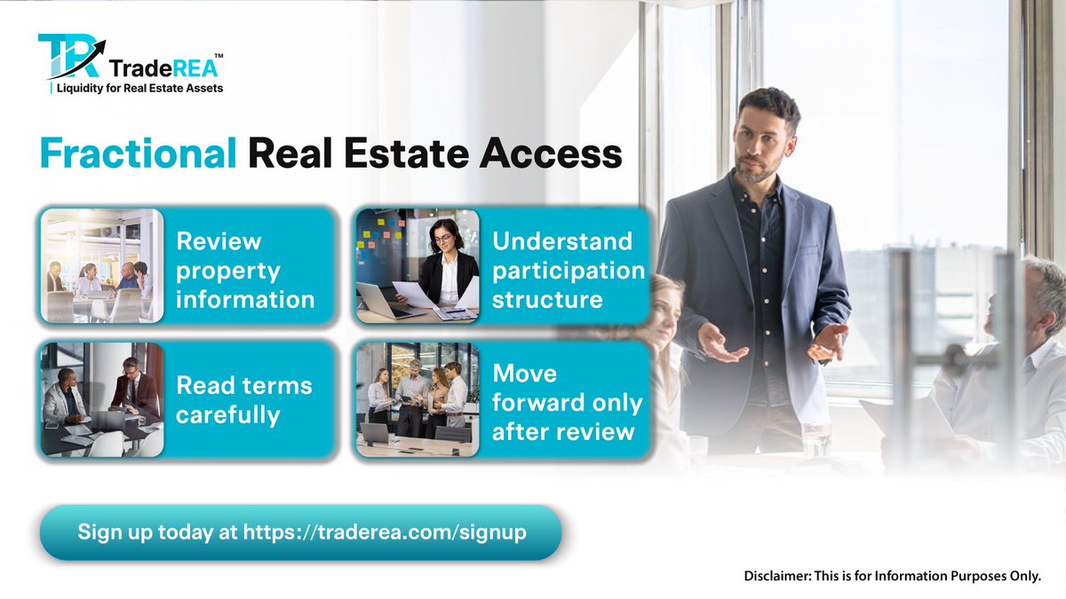 traderea_'s tweet photo. TradeREA is building a more structured way to explore real estate access, review platform information, and
understand the role of secondary-market trading in
modern real estate.

Sign up today at https://t.co/SNUsn5cldw