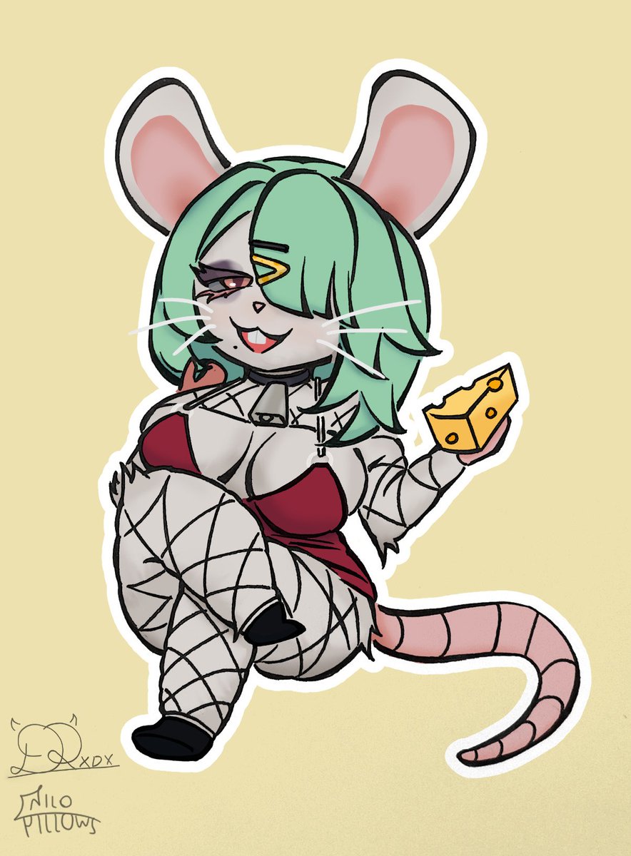 DR_4_real's tweet photo. Collab with @Nilo_Pillows 
Crellytober piece #6 ratgirl crelly

"Cheesed to meet you! ehehe~ ...huh? a mating what now?"
#crefart https://t.co/lDBKLtzbtg