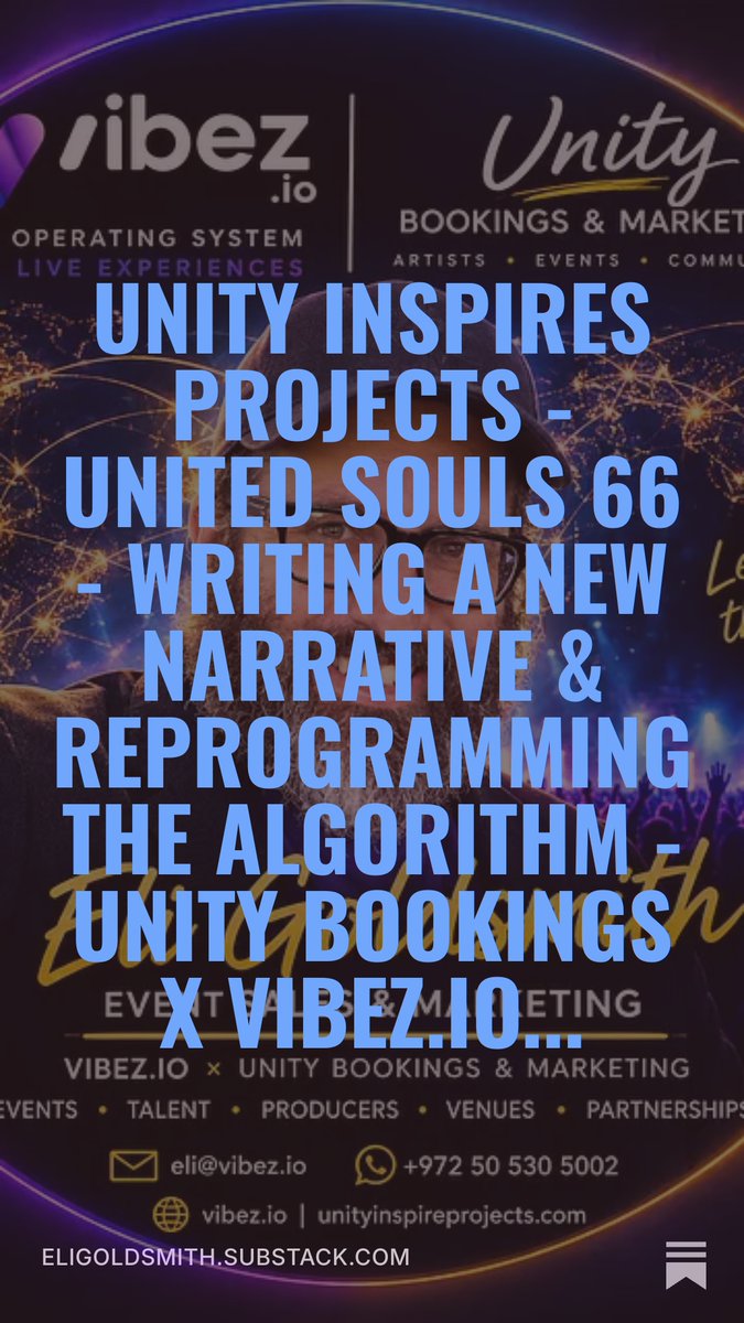 tiferesytm's tweet photo. Unity Inspires Projects - United Souls 66 - Writing A New Narrative & Reprogramming the Algorithm - Unity Bookings x https://t.co/IGZIW0MG16 x @GoldsmithEli https://t.co/HVB4nFBAy2 #newnarratives #unitybookings #vibez #unitedsouls #reprogram https://t.co/YTPzj9wugd