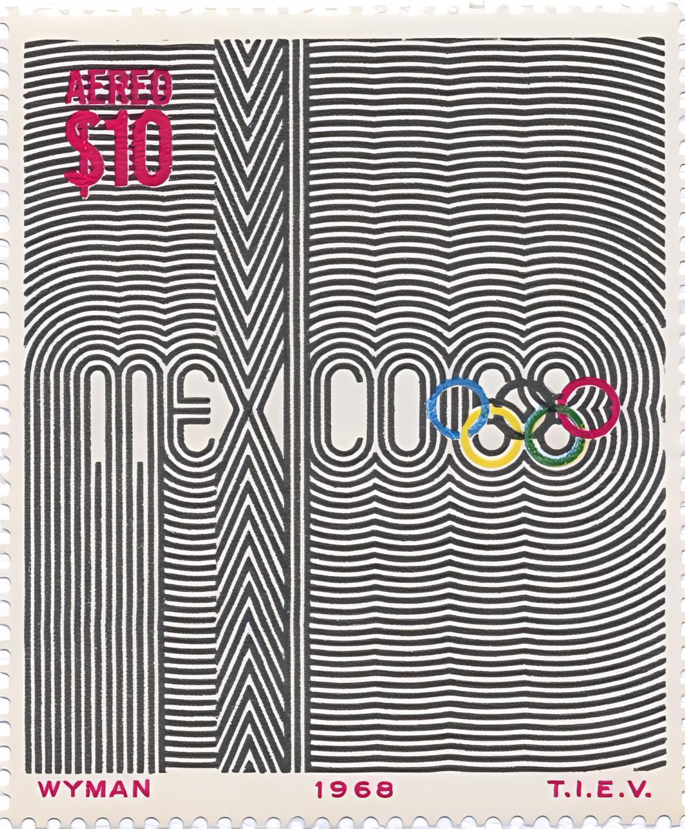 luusssso's tweet photo. The hypnotic geometry of designer Lance Wyman’s postage stamps for the 1968 Mexico City Olympics https://t.co/GVaiUnAkOR