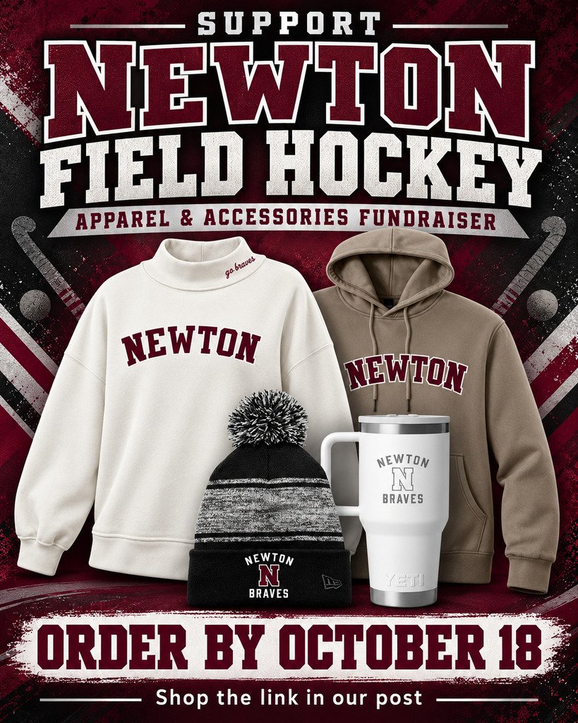 NHSBraves's tweet photo. 🏑 Show your Newton pride and support Newton Field Hockey!

📅 Orders close October 18!

Shop here:
https://t.co/xykBWExF5G

Thank you for supporting Newton Field Hockey! Go Braves! https://t.co/dzihoNJm8p