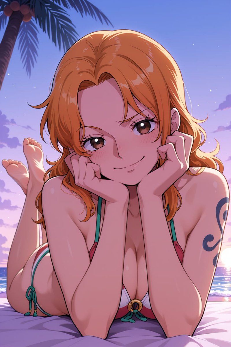 FantasyFrameAI's tweet photo. Nami (One Piece)Tropical Paradise  SFW https://t.co/5oq3OmR4gg