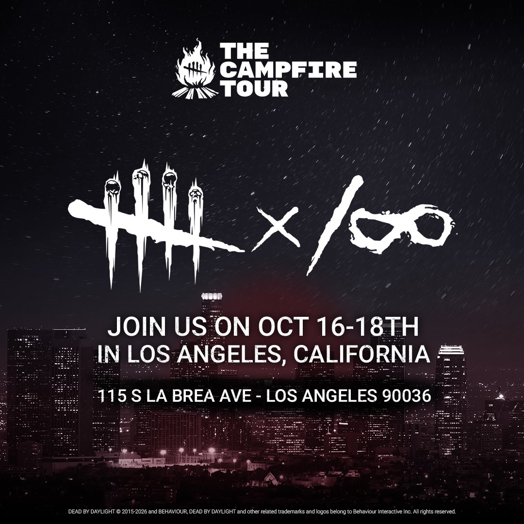 DeadbyDaylight's tweet photo. The Fog is coming...to Los Angeles!

We're partnering up with @ark8net to bring Coldwind Farm to life for the launch of their limited-edition collector’s Dead by Daylight capsule. 

📍 115 S La Brea Ave, Los Angeles

 📅 October 16-18

❗ Merch, generator maze, gaming area, photo booths...and more!
Learn more 🔗 https://t.co/K4wPqyKN4h