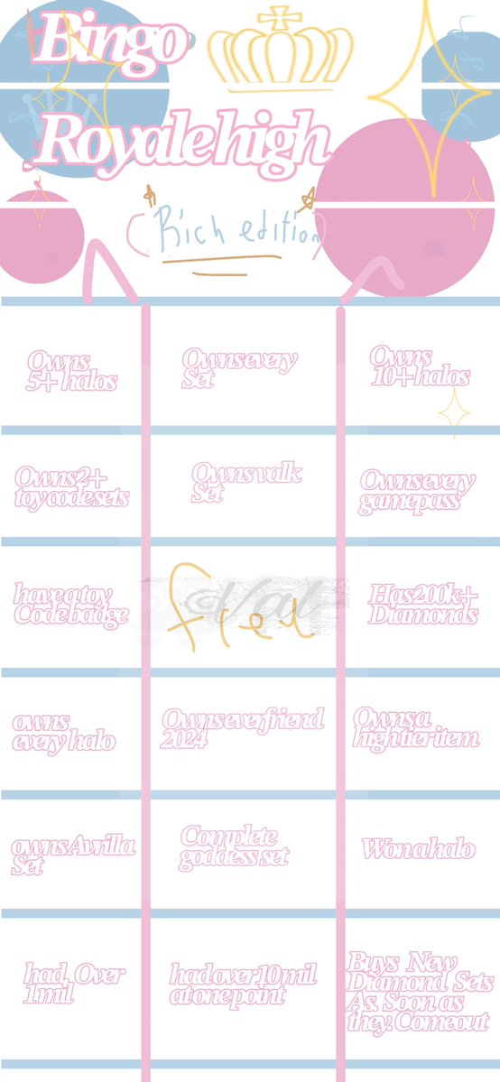 707islolz's tweet photo. royale high rich bingo made by me🤤🤤 https://t.co/KaXZqc3PN2
