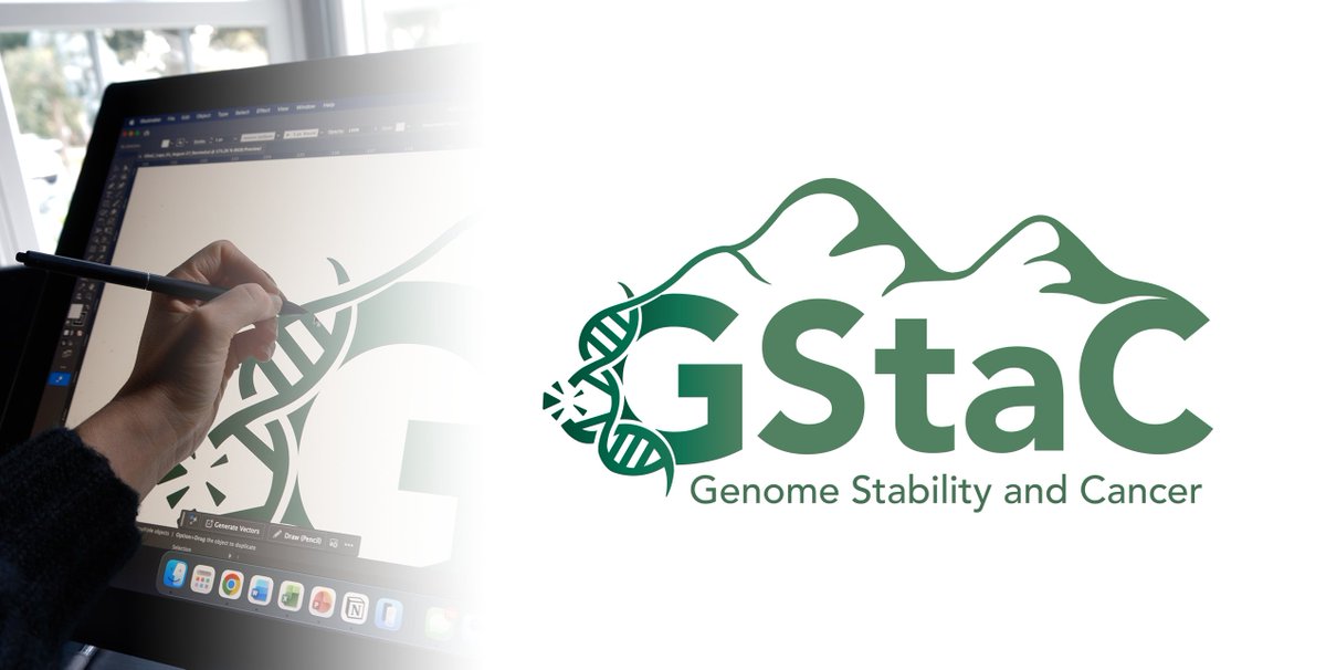 DrawImpacts's tweet photo. New logo! 🧬⛰️

We created this logo for #LuisBatista and GStaC, Genome Stability and Cancer, a new seminar series at the University of  @UUtah.

A mountain silhouette meets a broken DNA strand, bringing the local landscape and the science together in one simple mark.

#ScientificDesign #LogoDesign #DrawImpacts
