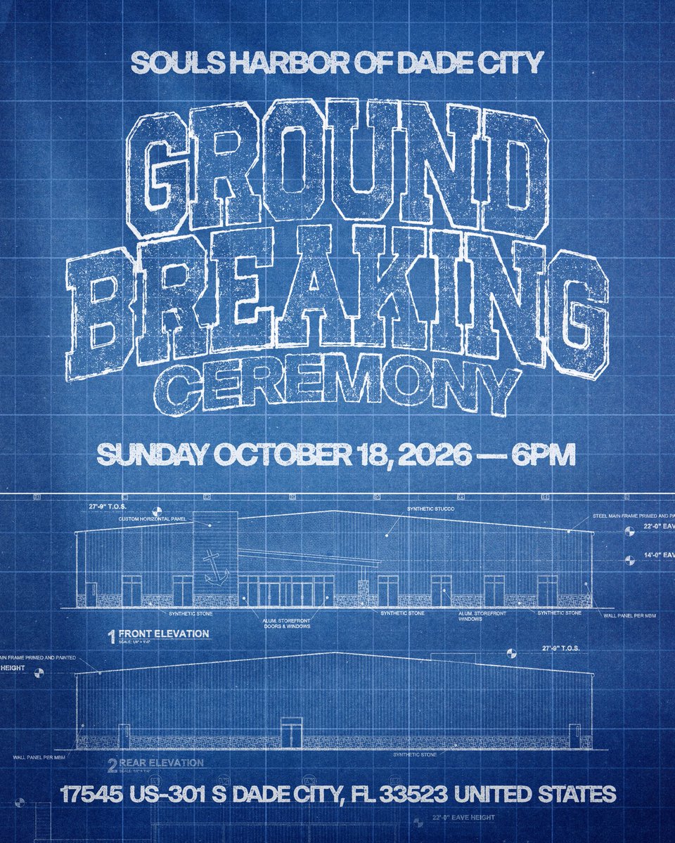 SHFPC's tweet photo. LOOK WHAT THE LORD HAS DONE!🙌🏼🥳🚧⚠️

Join us on Sunday, October 18 at 6 PM as we celebrate all that God has done for Souls Harbor of Dade City and break ground on their brand new sanctuary!⛪️🎉

📍Address: 17545 US-301 S Dade City, FL 33523 https://t.co/5m0sQn457l