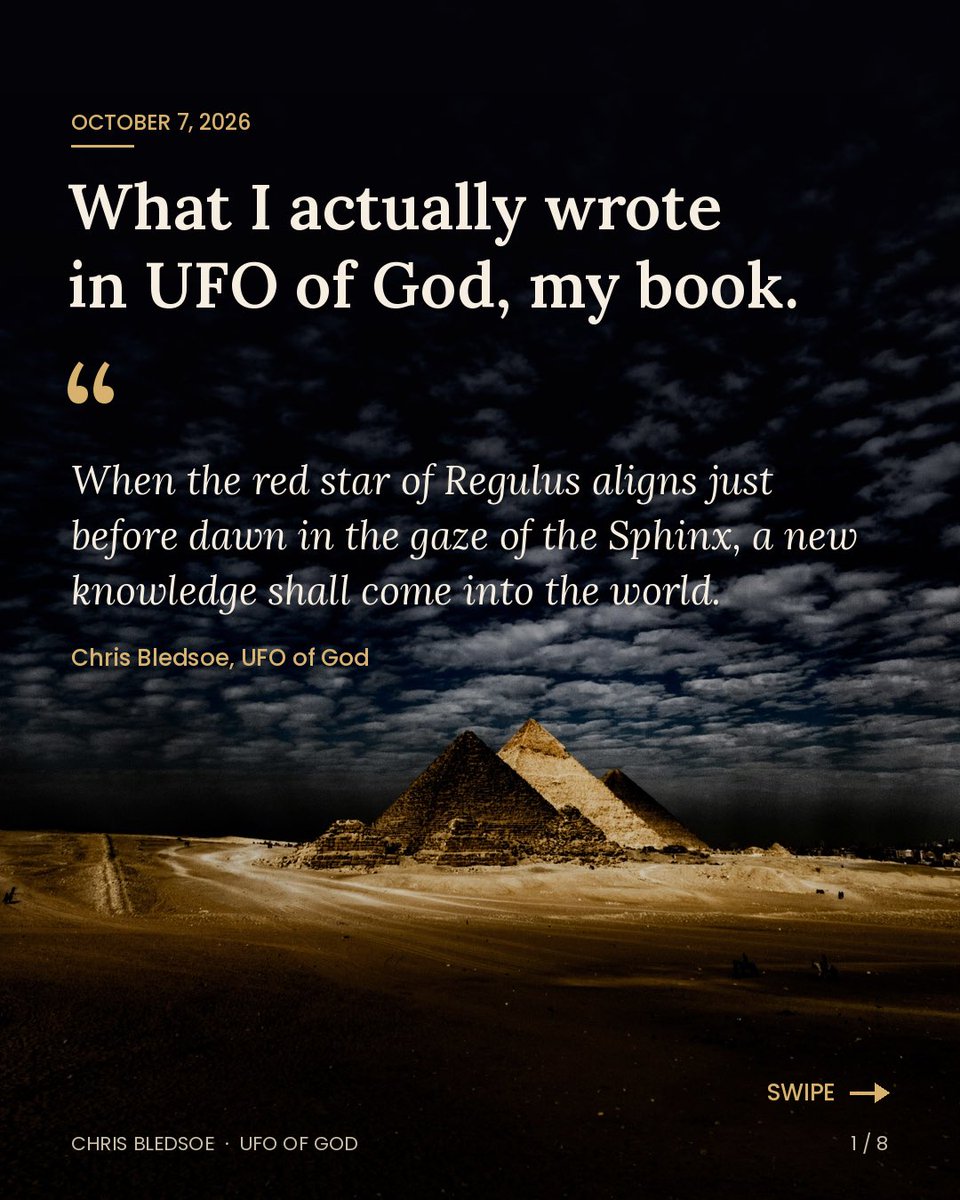 chrisbledsoeufo's tweet photo. Many are asking about October 7. What I was shown was the alignment, not a date. And this morning, just before dawn, we saw it. Here's what I actually wrote in UFO of God, and what happened today. 🧵👇 (1/3) https://t.co/lqSDEzIuxw