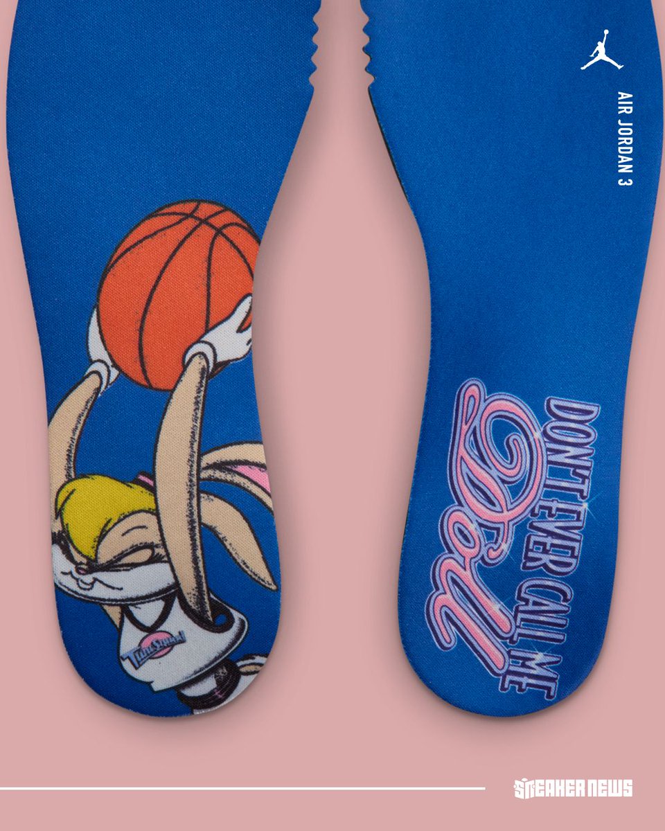 SneakerNews's tweet photo. FIRST LOOK: Air Jordan 3 "Lola Bunny" 🐰 🏀 

This girls-exclusive release is dropping on November 5th for $155.

Get a first look >> https://t.co/PagVl3jPaB https://t.co/IlwYEmnbWb