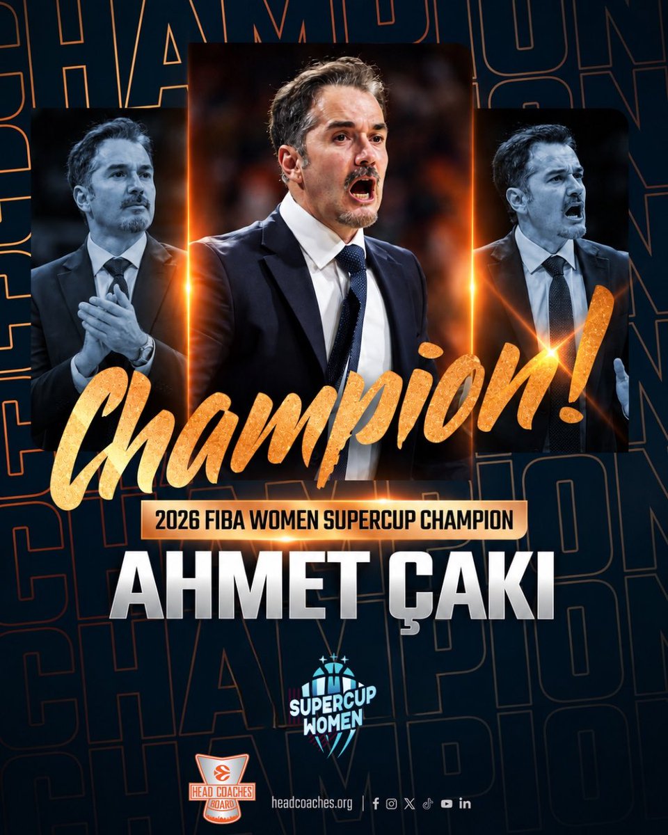 HeadCoachesOrg's tweet photo. Congratulations to our member Ahmet Caki for winning the 2026 FIBA Women Supercup with Fenerbahce Tarfin 👏🏻🏆 https://t.co/XLra9OIsxn